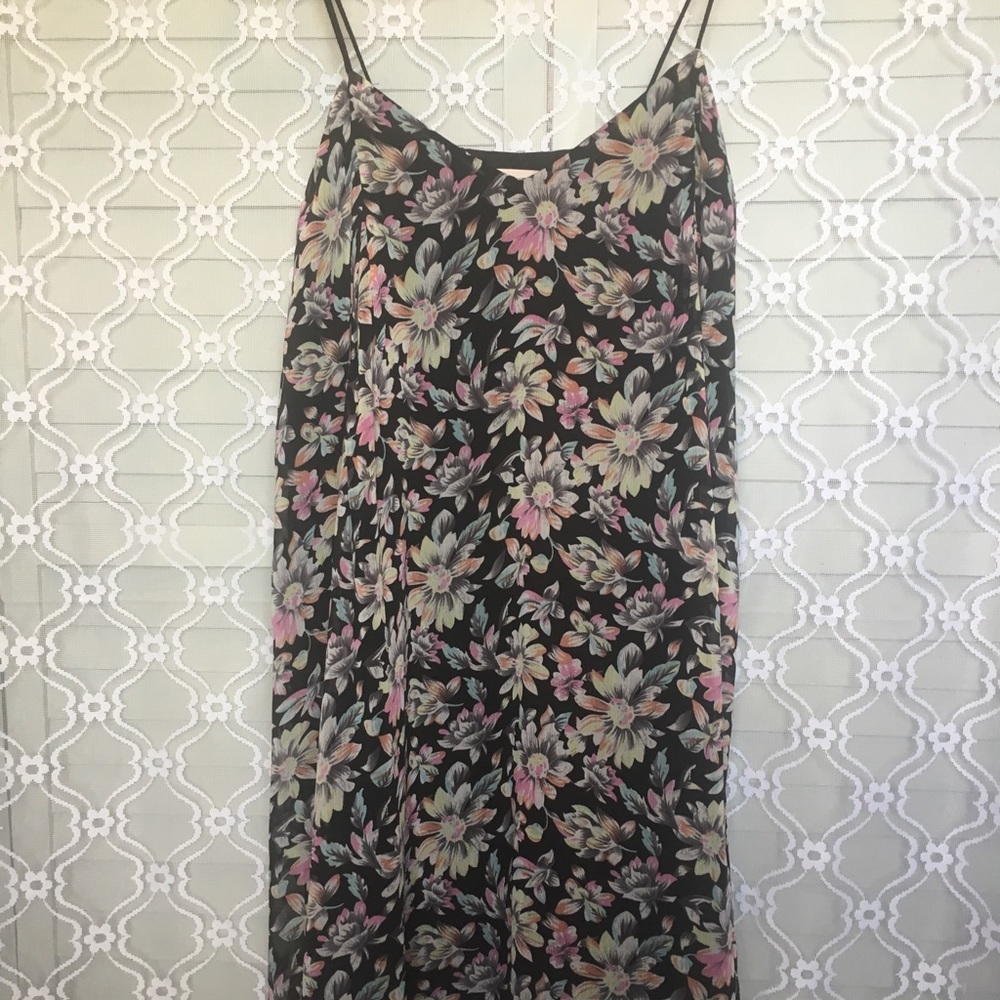 Black Floral Tank Mini Dress